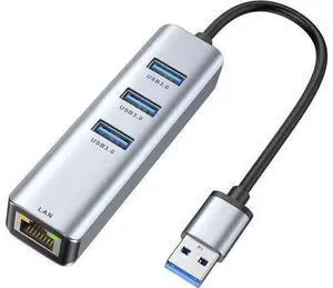 XJYLCPC USB 3.0 to Ethernet Adapter, USB-A 3.0 Hub with RJ45 Gigabit Ethernet, 3 USB 3.0 Data Ports, Aluminum USB to LAN Network Adapter Splitter for Laptop and PC, MacBook XJYLCPC USB 3.0 to Ethernet Adapter, USB-A 3.0 Hub with RJ45 Gigabit Ethernet, 3 USB 3.0 Data Ports, Aluminum USB to LAN Network Adapter Splitter for Laptop and PC, MacBook