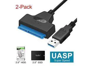 22 pin USB Cable 3.0 to SATA Adapter Hard Drive Enclosure USB 3.0 to SATA External Hard Drive for 2.5" Inch SATA External HDD/SSD Support UASP, 2 Pack (Black) 22 pin USB Cable 3.0 to SATA Adapter Hard Drive Enclosure USB 3.0 to SATA External Hard Drive for 2.5" Inch SATA External HDD/SSD Support UASP, 2 Pack (Black)