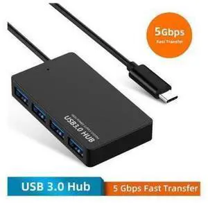 XJYLCPC USB-C Type-C Data Hub 4 Ports USB 3.0 Hub, USB Portable Multi-Port Expansion Hub Compatible with MacBook, Windows, mac OS, Linux, USB Flash Drives, Mobile HDD etc, Black XJYLCPC USB-C Type-C Data Hub 4 Ports USB 3.0 Hub, USB Portable Multi-Port Expansion Hub Compatible with MacBook, Windows, mac OS, Linux, USB Flash Drives, Mobile HDD etc, Black