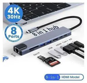 XJYLCPC 8 in 1 USB Hub USB C Hub Expand Multiport USB Splitter with 4K HDMI Ethernet 100W Power Delivery USB 3.0&2.0, TF/SD Card Reader for MacBook Pro Air, iPad Laptop, Phones and More Devices XJYLCPC 8 in 1 USB Hub USB C Hub Expand Multiport USB Splitter with 4K HDMI Ethernet 100W Power Delivery USB 3.0&2.0, TF/SD Card Reader for MacBook Pro Air, iPad Laptop, Phones and More Devices