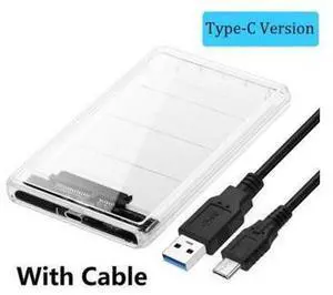 2.5" External Hard Drive Enclosure, SATA III to USB Type-C for HDD/SSD - Tool Free Installation, Transparent Design, Supports UASP and up to 2TB - Clear 2.5" External Hard Drive Enclosure, SATA III to USB Type-C for HDD/SSD - Tool Free Installation, Transparent Design, Supports UASP and up to 2TB - Clear