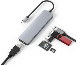 XJYLCPC 6 in 1 USB C to HDMI Adapter 4K@30Hz with USB 3.0, 2*USB 2.0, SD/TF Card Reader Compatible with Mac M1, M2, M3, iPad, iPhone 15 Pro/Pro Max, More Type C Devices XJYLCPC 6 in 1 USB C to HDMI Adapter 4K@30Hz with USB 3.0, 2*USB 2.0, SD/TF Card Reader Compatible with Mac M1, M2, M3, iPad, iPhone 15 Pro/Pro Max, More Type C Devices
