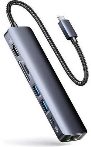 XJYLCPC 7 in 1 USB Hub Ethernet, Portable Multiport Adapter, USB-C to 4K HDMI, 2*USB3.0, 1Gbps LAN, SD/TF Card Readers, 100W PD Charging Compatible for MacBook Pro and Type C Devices-Mac/iPad Pro XJYLCPC 7 in 1 USB Hub Ethernet, Portable Multiport Adapter, USB-C to 4K HDMI, 2*USB3.0, 1Gbps LAN, SD/TF Card Readers, 100W PD Charging Compatible for MacBook Pro and Type C Devices-Mac/iPad Pro