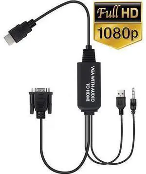 VGA to HDMI Adapter with Audio, (PC VGA Output Source to TV/Monitor with HDMI Input Display), VGA Male to HDMI Female Converter for Monitor, 1080p VGA HDMI Adapter USB Powered VGA to HDMI Adapter with Audio, (PC VGA Output Source to TV/Monitor with HDMI Input Display), VGA Male to HDMI Female Converter for Monitor, 1080p VGA HDMI Adapter USB Powered