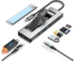 XJYLCPC USB C Hub with SSD Enclosure Laptop Docking Station with 4K HDMI 100 W PD USB-A 3.2 and USB-C 3.1 USB2.0 SD/TF Card Reader 10Gbps M.2 NVME SATA SSD Enclosure for MacBook/USB-C Laptop XJYLCPC USB C Hub with SSD Enclosure Laptop Docking Station with 4K HDMI 100 W PD USB-A 3.2 and USB-C 3.1 USB2.0 SD/TF Card Reader 10Gbps M.2 NVME SATA SSD Enclosure for MacBook/USB-C Laptop