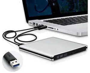 Aluminum External DVD Drive for Laptop, Portable High-Speed USB-C&USB 3.0 CD Burner/DVD Reader Writer for PC Desktops, Compatible with Windows/Mac OSX/Linux (XD058), Silver Aluminum External DVD Drive for Laptop, Portable High-Speed USB-C&USB 3.0 CD Burner/DVD Reader Writer for PC Desktops, Compatible with Windows/Mac OSX/Linux (XD058), Silver