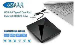External DVD CD Drive with USB 3.0 and Type-C Interface, Portable USB CD-RW/DVD-RW Reader Player Burner for Windows,Win10/XP/Win 7/Win 8 Laptop, Mac, MacBook Air/Pro, Apple, iMac External DVD CD Drive with USB 3.0 and Type-C Interface, Portable USB CD-RW/DVD-RW Reader Player Burner for Windows,Win10/XP/Win 7/Win 8 Laptop, Mac, MacBook Air/Pro, Apple, iMac
