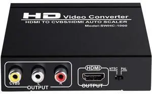 HDMI to HDMI and AV/RCA Converter, 1080p HDTV HDMI to Composite RCA Audio Video A/V CVBS Adapter Converter Box with Power Adapter, Support 1080P, PAL, NTSC for HD TV and Older TV HDMI to HDMI and AV/RCA Converter, 1080p HDTV HDMI to Composite RCA Audio Video A/V CVBS Adapter Converter Box with Power Adapter, Support 1080P, PAL, NTSC for HD TV and Older TV