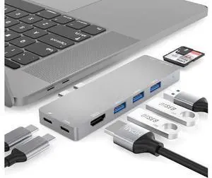 USB C Hub for MacBook Pro 2018/2017/2016 MacBook Air 2018/2019, 8 in 2 Aluminum Type C Hub Adapter with 4K HDMI, 40Gbps Thunderbolt 3, 100W PD, 3 USB 3.0 and SD/Micro Card Readers USB C Hub for MacBook Pro 2018/2017/2016 MacBook Air 2018/2019, 8 in 2 Aluminum Type C Hub Adapter with 4K HDMI, 40Gbps Thunderbolt 3, 100W PD, 3 USB 3.0 and SD/Micro Card Readers
