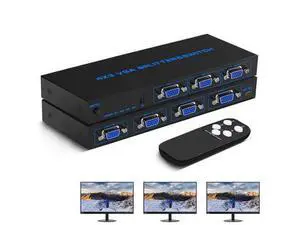 VGA Splitter 4 in 3 Out Duplication Screen Supports High Resolution up to 1920x1080 for Laptop PC to Monitor ( 4x3 VGA Switch Video Selector Switcher Box ) VGA Splitter 4 in 3 Out Duplication Screen Supports High Resolution up to 1920x1080 for Laptop PC to Monitor ( 4x3 VGA Switch Video Selector Switcher Box )