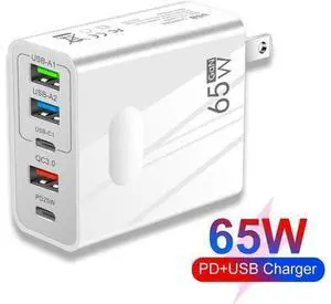 USB C Charger, 65W GaN, iPad Charger, 5-Port Fast Compact for MacBook Pro/Air, iPad Pro, Galaxy S23, Dell XPS 13, Note 20/10+, iPhone 14/Pro, Steam Deck, and More- White USB C Charger, 65W GaN, iPad Charger, 5-Port Fast Compact for MacBook Pro/Air, iPad Pro, Galaxy S23, Dell XPS 13, Note 20/10+, iPhone 14/Pro, Steam Deck, and More- White