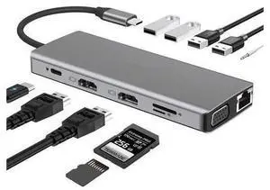 XJYLCPC USB C Hub, Docking Station, 12 in 1 USB C Adapter Dongle with Dual HDMI 4K VGA 1080P 1000Mbps Ethernet PD 3.0 100W 4 USB TF/SD Card Slot, Audio Laptop Docking XJYLCPC USB C Hub, Docking Station, 12 in 1 USB C Adapter Dongle with Dual HDMI 4K VGA 1080P 1000Mbps Ethernet PD 3.0 100W 4 USB TF/SD Card Slot, Audio Laptop Docking