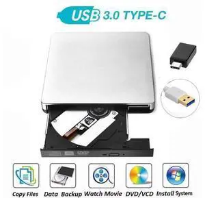 USB3.0/USB-C External CD Drive, USB 3.0 Portable CD/DVD +/-RW Drive DVD/CD ROM Rewriter Burner Compatible with Laptop Desktop PC Windows Linux OS Apple Mac USB3.0/USB-C External CD Drive, USB 3.0 Portable CD/DVD +/-RW Drive DVD/CD ROM Rewriter Burner Compatible with Laptop Desktop PC Windows Linux OS Apple Mac