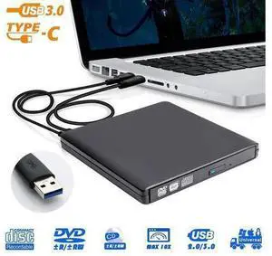 Aluminum External CD DVD Drive, USB Type C Dual Port CD Drive, DVD +/-RW CD +/-RW Writer Burner Player with Classic Silver for MacBook Air, MacBook Pro, Mac OS, PC Laptop (XD058, Black) Aluminum External CD DVD Drive, USB Type C Dual Port CD Drive, DVD +/-RW CD +/-RW Writer Burner Player with Classic Silver for MacBook Air, MacBook Pro, Mac OS, PC Laptop (XD058, Black)