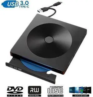 External DVD Drive with Type-C USB 3.0 Port, Portable CD/DVD +/-RW Drive Rewriter Burner Data Transfer for MacBook,Laptop,Windows,Linux and Mac OS - Black External DVD Drive with Type-C USB 3.0 Port, Portable CD/DVD +/-RW Drive Rewriter Burner Data Transfer for MacBook,Laptop,Windows,Linux and Mac OS - Black