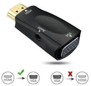 HDMI to VGA Converter Adapter with 3.5mm Audio Port for PC,Laptop,DVD,Projector,HDTV,Xbox,STB,Intel Nuc,Chromebook,Android TV Box and Other HDMI Devices-Black HDMI to VGA Converter Adapter with 3.5mm Audio Port for PC,Laptop,DVD,Projector,HDTV,Xbox,STB,Intel Nuc,Chromebook,Android TV Box and Other HDMI Devices-Black