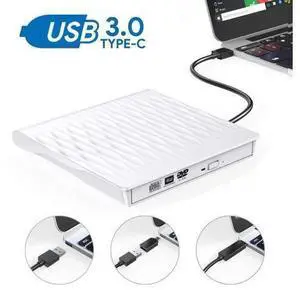 External CD DVD Drive, USB Type C Dual Port CD Drive, DVD +/-RW CD +/-RW Writer Burner Player with Classic Silver for MacBook Air, MacBook Pro, Mac OS, PC Laptop (SLS01, White) External CD DVD Drive, USB Type C Dual Port CD Drive, DVD +/-RW CD +/-RW Writer Burner Player with Classic Silver for MacBook Air, MacBook Pro, Mac OS, PC Laptop (SLS01, White)