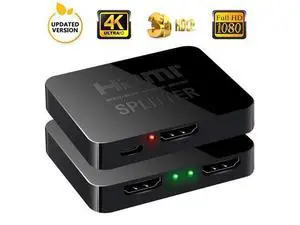 4K@30Hz HDMI Splitter 1 in 2 Out 1x2 Powered HDMI Splitter for Dual Monitors, Full HD HDMI 1080P/ 3D/ 4K Dual Monitors Duplicate/Mirror for PS4 Fire Stick HDTV 4K@30Hz HDMI Splitter 1 in 2 Out 1x2 Powered HDMI Splitter for Dual Monitors, Full HD HDMI 1080P/ 3D/ 4K Dual Monitors Duplicate/Mirror for PS4 Fire Stick HDTV