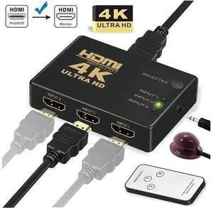 HDMI Switch Aluminum HDMI Switch 3 in 1 Out, HDMI Switch with IR Remote Control Supports 4K@30HZ 3D HD1080P HDMI Switcher for PS4 Xbox Apple TV Fire Stick Blu-Ray Player HDMI Switch Aluminum HDMI Switch 3 in 1 Out, HDMI Switch with IR Remote Control Supports 4K@30HZ 3D HD1080P HDMI Switcher for PS4 Xbox Apple TV Fire Stick Blu-Ray Player