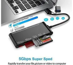 7-in-2 Multi Memory Card Reader, USB 3.0/USB C SD Card Reader Writer(5Gbps) Read 7 Cards Simultaneously for SD/Micro SD/MS/CF/MMC/XD/SDHC/SDXC Camera Memory Card 7-in-2 Multi Memory Card Reader, USB 3.0/USB C SD Card Reader Writer(5Gbps) Read 7 Cards Simultaneously for SD/Micro SD/MS/CF/MMC/XD/SDHC/SDXC Camera Memory Card