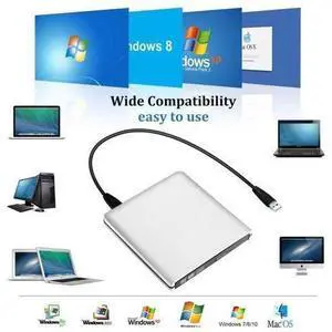 Aluminum DVD Player for Laptop USB3.0 Type-C Dual Port Portable External CD DVD Drive, Drive Slim DVD/CD ROM Rewriter Burner Compatible with Laptop Desktop PC Windows Linux OS Apple Mac Aluminum DVD Player for Laptop USB3.0 Type-C Dual Port Portable External CD DVD Drive, Drive Slim DVD/CD ROM Rewriter Burner Compatible with Laptop Desktop PC Windows Linux OS Apple Mac