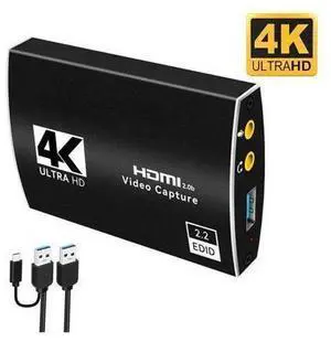 4K@60Hz HDMI Video Capture Card with Mic & 3.5mm Audio 1080p 60fps Board Game Capture Card USB3.0/Type-C Recorder Box Device for Live Streaming Video Recording Loop Out 4K@60Hz HDMI Video Capture Card with Mic & 3.5mm Audio 1080p 60fps Board Game Capture Card USB3.0/Type-C Recorder Box Device for Live Streaming Video Recording Loop Out
