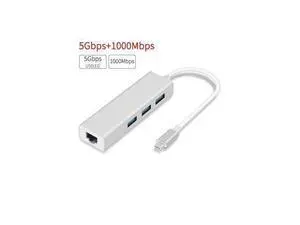 XJYLCPC Ethernet Adapter Type C to RJ45 Gigabit LAN Ethernet Network Adapter with 3*USB 3.0 High Speed Data Transfer Hub for MacBook, Mac Pro/Mini, iMac, XPS, Windows and MacOS- Silver XJYLCPC Ethernet Adapter Type C to RJ45 Gigabit LAN Ethernet Network Adapter with 3*USB 3.0 High Speed Data Transfer Hub for MacBook, Mac Pro/Mini, iMac, XPS, Windows and MacOS- Silver