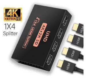 HDMI Splitter 1 in 4 Out Powered by AC Adapter, Hdmi powered Splitter Supports 4K@30Hz 3D Full HD1080P, Compatible with Xbox PS3 PS4 Fire Stick Roku Blu-Ray Player HDTV - 1 Input to 4 Outputs HDMI Splitter 1 in 4 Out Powered by AC Adapter, Hdmi powered Splitter Supports 4K@30Hz 3D Full HD1080P, Compatible with Xbox PS3 PS4 Fire Stick Roku Blu-Ray Player HDTV - 1 Input to 4 Outputs