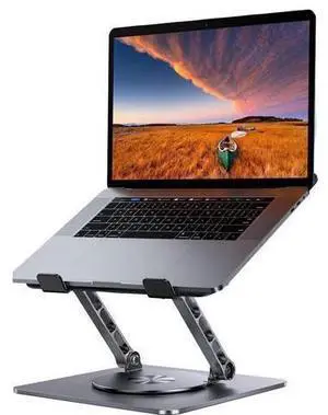 Swivel Adjustable Laptop Stand, 360° Rotating of Aluminum Laptop Stand for Desk, Laptop Riser with Mechanical Sound, Laptop Computer Stand Compatible with 10-17.3 inch Laptop, Gray Swivel Adjustable Laptop Stand, 360° Rotating of Aluminum Laptop Stand for Desk, Laptop Riser with Mechanical Sound, Laptop Computer Stand Compatible with 10-17.3 inch Laptop, Gray