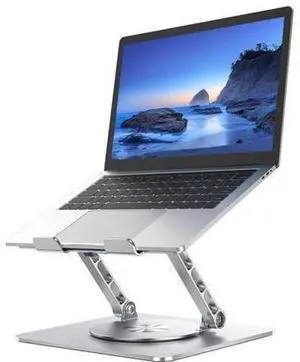 Swivel Adjustable Laptop Stand, 360° Rotating of Aluminum Laptop Stand for Desk, Laptop Riser with Mechanical Sound, Laptop Computer Stand Compatible with 10-17.3 inch Laptop, Gray Swivel Adjustable Laptop Stand, 360° Rotating of Aluminum Laptop Stand for Desk, Laptop Riser with Mechanical Sound, Laptop Computer Stand Compatible with 10-17.3 inch Laptop, Gray