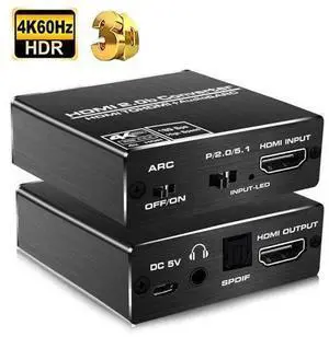 Aluminum Shell HDMI Audio Extractor Splitter 4K@60Hz hdmi to hdmi SPDIF 3.5mm Audio Adapter Converter Output Support 18Gbps, HDCP 2.2 1080P@120Hz 1080P@144Hz 3D Compatable for PS4 Fire Aluminum Shell HDMI Audio Extractor Splitter 4K@60Hz hdmi to hdmi SPDIF 3.5mm Audio Adapter Converter Output Support 18Gbps, HDCP 2.2 1080P@120Hz 1080P@144Hz 3D Compatable for PS4 Fire