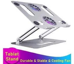 Aluminum Laptop Cooling Pad for Desk with Dual High-speed Cooling Fan,Adjustable Laptop Tablet Stand, Sit to Stand Laptop Tablet Holder Compatible with All Laptop Tablets 11-17.3" Aluminum Laptop Cooling Pad for Desk with Dual High-speed Cooling Fan,Adjustable Laptop Tablet Stand, Sit to Stand Laptop Tablet Holder Compatible with All Laptop Tablets 11-17.3"