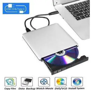 Aluminum Slim USB 3.0/Type C External CD Drive Portable CD/DVD +/-RW Drive Ultra-Thin DVD/CD ROM Rewriter Burner Compatible with Laptop Desktop PC Windows Linux OS Apple Mac(XD058 Black) Aluminum Slim USB 3.0/Type C External CD Drive Portable CD/DVD +/-RW Drive Ultra-Thin DVD/CD ROM Rewriter Burner Compatible with Laptop Desktop PC Windows Linux OS Apple Mac(XD058 Black)