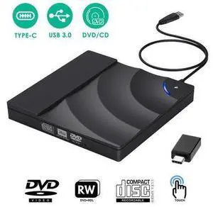 External CD Drive USB 3.0 Portable CD DVD +/-RW Drive DVD/CD ROM Rewriter Burner Writer with Touch Sensitive Button Compatible with Laptop Desktop PC Windows Mac Pro MacBook External CD Drive USB 3.0 Portable CD DVD +/-RW Drive DVD/CD ROM Rewriter Burner Writer with Touch Sensitive Button Compatible with Laptop Desktop PC Windows Mac Pro MacBook