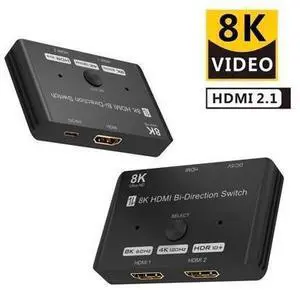 New 8K Switcher HDMI 2.1 Switch Splitter 2in 1Out/1in 2Out Ultra HD 8K@60Hz 4K@120Hz High Speed 48Gbps Switch Adapter with Switch Button for Computer Laptop New 8K Switcher HDMI 2.1 Switch Splitter 2in 1Out/1in 2Out Ultra HD 8K@60Hz 4K@120Hz High Speed 48Gbps Switch Adapter with Switch Button for Computer Laptop