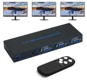 VGA Splitter,4 in 3 Out (Just mirror or duplicate, not extend) ,1920x1440 HD Video Splitter,Plug and Play,4x3 VGA Switch Video Selector Switcher Box,for Laptop Projector TV VGA Splitter,4 in 3 Out (Just mirror or duplicate, not extend) ,1920x1440 HD Video Splitter,Plug and Play,4x3 VGA Switch Video Selector Switcher Box,for Laptop Projector TV