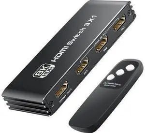 HDMI 2.1 Switch Ultra HD 8K@60Hz 3 in 1 Out HDMI Splitter with Remote HDMI Switcher Support 3D CEC HDR HDCP2.3 Compatible with PS5/4/3 Xbox Nintendo Switch Roku-TV Fire Stick HDMI 2.1 Switch Ultra HD 8K@60Hz 3 in 1 Out HDMI Splitter with Remote HDMI Switcher Support 3D CEC HDR HDCP2.3 Compatible with PS5/4/3 Xbox Nintendo Switch Roku-TV Fire Stick