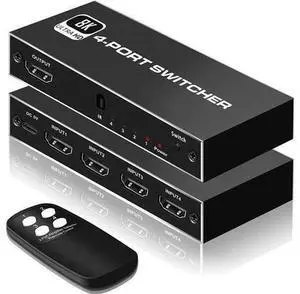 4In 1Out 8K HDMI 2.1 Switch, 4x1 4K@120Hz/8K@60Hz HDMI Switcher with Remote Control, Supports 48Gbps, HDR10+, HDCP2.3, Dolby Vision, 4k@120H for PS5/PS4/Xbox/Roku/Apple TV 4In 1Out 8K HDMI 2.1 Switch, 4x1 4K@120Hz/8K@60Hz HDMI Switcher with Remote Control, Supports 48Gbps, HDR10+, HDCP2.3, Dolby Vision, 4k@120H for PS5/PS4/Xbox/Roku/Apple TV