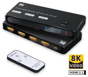 Aluminum Shell HDMI Switcher with IR Remote, HDMI-compatible 2.1 3 in 1 out Ultra speed 48Gbps 8K@60Hz 4K@120Hz Switch adapter With switch button For HDTV Projector Aluminum Shell HDMI Switcher with IR Remote, HDMI-compatible 2.1 3 in 1 out Ultra speed 48Gbps 8K@60Hz 4K@120Hz Switch adapter With switch button For HDTV Projector