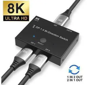 8K DisplayPort 1.4 Switch, Ultra HD 8K Bi-Directional DP Switcher Splitter Supports 4K@120Hz, 8K@30Hz, Aluminum HDMI Switcher Selector for PS4/PS5, Xbox, Roku, Apple TV, Fire Stick, Sony TV 8K DisplayPort 1.4 Switch, Ultra HD 8K Bi-Directional DP Switcher Splitter Supports 4K@120Hz, 8K@30Hz, Aluminum HDMI Switcher Selector for PS4/PS5, Xbox, Roku, Apple TV, Fire Stick, Sony TV