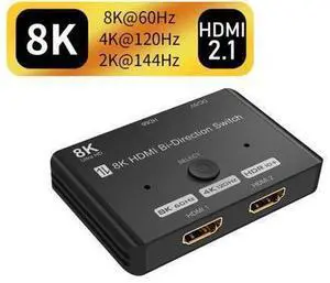 8K Switcher LUOM HDMI 2.1 Switch Splitter 2x1/1X2 Ultra HD 8K@60Hz 4K@120Hz High Speed 48Gbps Switch Adapter with Switch Button for PS5, Xbox, Fire Stick, Roku, UHD Monitor 8K Switcher LUOM HDMI 2.1 Switch Splitter 2x1/1X2 Ultra HD 8K@60Hz 4K@120Hz High Speed 48Gbps Switch Adapter with Switch Button for PS5, Xbox, Fire Stick, Roku, UHD Monitor