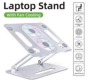 Aluminum Laptop Tablet Stand with Dual High-speed Cooling Fan Ergonomic Adjustable Foldable Laptop Tablet Riser Compatible with MacBook Pro/Air SamsungAl0 11-17.3"Laptop Tablets Notebook Aluminum Laptop Tablet Stand with Dual High-speed Cooling Fan Ergonomic Adjustable Foldable Laptop Tablet Riser Compatible with MacBook Pro/Air SamsungAl0 11-17.3"Laptop Tablets Notebook