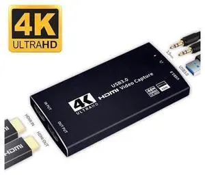 Upgraded Video Capture Card with Microphone & HDMI Loop-Out, HD 4K@60hz Video 1080P 60fps Board Game Record Support HDR, EDID, HDCP2.2 For Live Streaming Video Recording Upgraded Video Capture Card with Microphone & HDMI Loop-Out, HD 4K@60hz Video 1080P 60fps Board Game Record Support HDR, EDID, HDCP2.2 For Live Streaming Video Recording