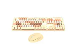 Wireless Mini Keyboard and Mouse Combo Vintage Round Keycaps BROWN/WHITE Wireless Mini Keyboard and Mouse Combo Vintage Round Keycaps BROWN/WHITE