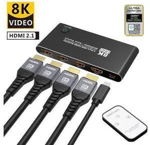 HDMI 2.1 Directional Switch with Remote Control Ultra HD 8K High Speed 48Gbps Only 3in 1out 8K@60Hz 4K@120Hz Converter Compatible with Xbox PS5 Projectors Monitors 8k hdmi 2.1 Switch HDMI 2.1 Directional Switch with Remote Control Ultra HD 8K High Speed 48Gbps Only 3in 1out 8K@60Hz 4K@120Hz Converter Compatible with Xbox PS5 Projectors Monitors 8k hdmi 2.1 Switch