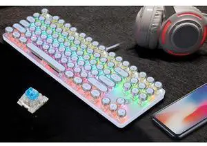 Mechanical Gaming Keyboard RGB LED Backlit Wired Office Keyboard White Mechanical Gaming Keyboard RGB LED Backlit Wired Office Keyboard White