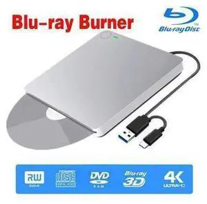 External Blu-Ray Burner Drive with One Touch Pop up for Laptop, Portable High-Speed USB-C&USB 3.0 CD Burner/DVD Reader Writer for PC Desktops, Compatible with Windows/Mac OSX/Linux (XD055BD) External Blu-Ray Burner Drive with One Touch Pop up for Laptop, Portable High-Speed USB-C&USB 3.0 CD Burner/DVD Reader Writer for PC Desktops, Compatible with Windows/Mac OSX/Linux (XD055BD)