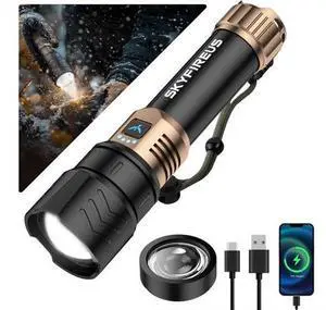 LED Flashlights High Lumens with Ignition Lens,3000lm Super Bright Rechargeable Flashlight,Zoomable,4 Modes,Waterproof Tactical Flash Light for Camping Essentials,Outdoor and Home,Gift LED Flashlights High Lumens with Ignition Lens,3000lm Super Bright Rechargeable Flashlight,Zoomable,4 Modes,Waterproof Tactical Flash Light for Camping Essentials,Outdoor and Home,Gift
