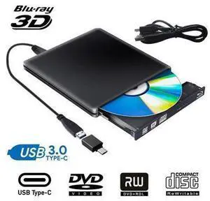 External Blu Ray Drive Type-C CD DVD Drive Ultra Slim USB3.0 Blu-ray Burner Writer Player for Laptop Desktop PC Windows 10/8/7 MacBook Mac Linux OS Apple , Black External Blu Ray Drive Type-C CD DVD Drive Ultra Slim USB3.0 Blu-ray Burner Writer Player for Laptop Desktop PC Windows 10/8/7 MacBook Mac Linux OS Apple , Black