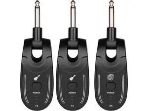 Wireless Guitar Transmitter Receiver - 2.4GHz System, 100ft Range, No Latency, Rechargeable for Electric Guitar & Bass - Clean Wireless Audio for BASS GUITARS (2TX+1RX) Wireless Guitar Transmitter Receiver - 2.4GHz System, 100ft Range, No Latency, Rechargeable for Electric Guitar & Bass - Clean Wireless Audio for BASS GUITARS (2TX+1RX)